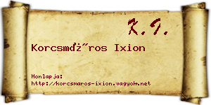Korcsmáros Ixion névjegykártya